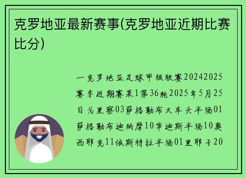 克罗地亚最新赛事(克罗地亚近期比赛比分)